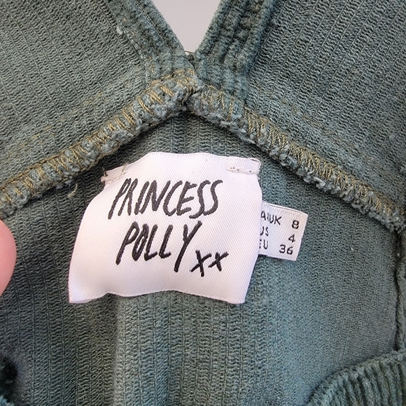 Princess Polly Kacey Ribbed Corduroy Shortall Size 4 Coveralls Hunter Green - Picture 5 of 13